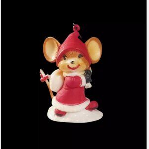 VTG France/French Plastic Miniature Christmas Mouse Aria Fabrique Gift Sack Bag